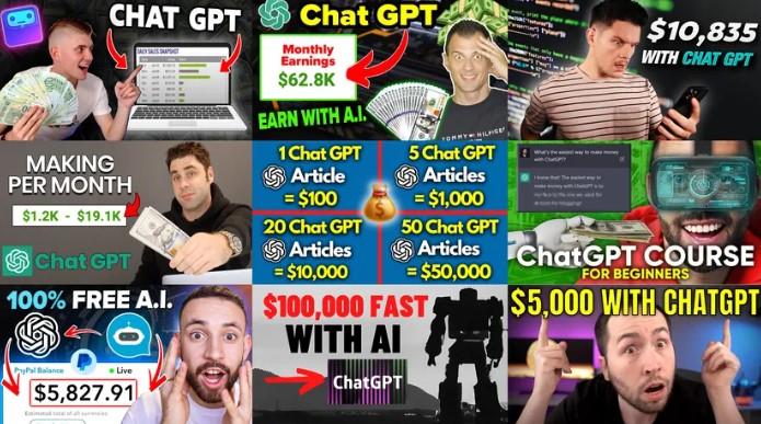 YouTube上大量视频关于如何使用ChatGPT赚钱.jpg