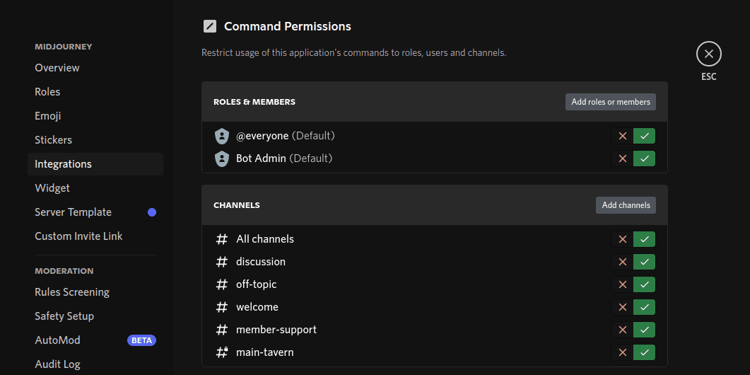 可以为各个角色和频道设置 slash command 权限.png 可以为各个角色和频道设置 slash command 权限.png