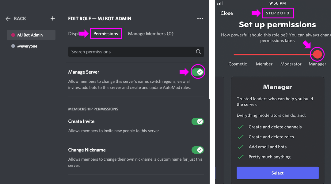 命名新角色并启用 Manage Server 管理服务器权限.png 命名新角色并启用 Manage Server 管理服务器权限.png