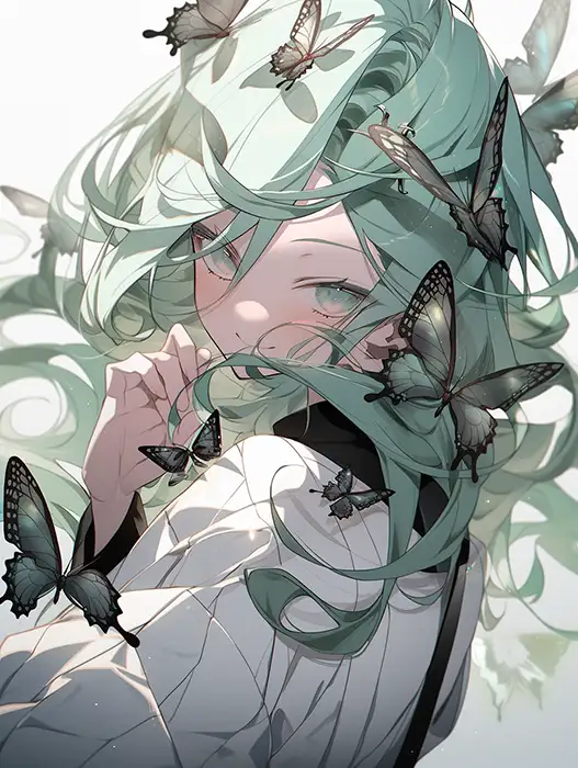 与蝴蝶的动漫女孩肖像.png 与蝴蝶的动漫女孩肖像.png