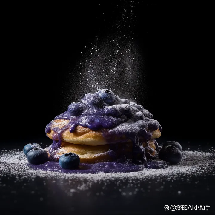 蓝莓煎饼糖粉的商业摄影.png